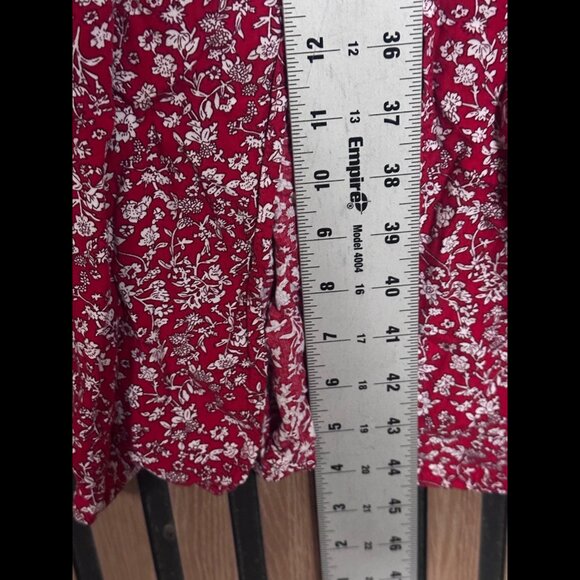 Shein Dress 0XL Womens Red Maxi Smocked Floral Short Sleeve Flowy - Picture 4 of 6